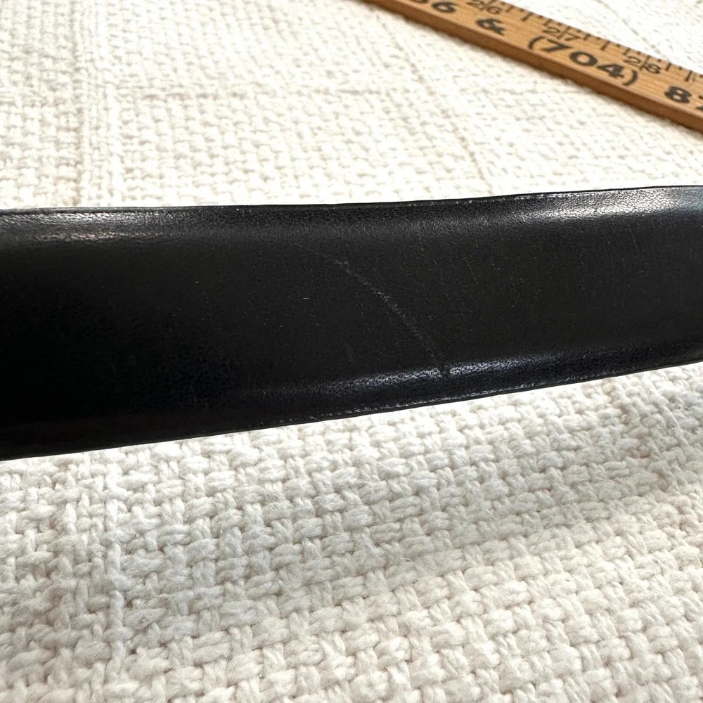 VTG 90s Y2K Western Black‎ Leather Belt Floral Silver Buckle Tip Tams 2000 Small